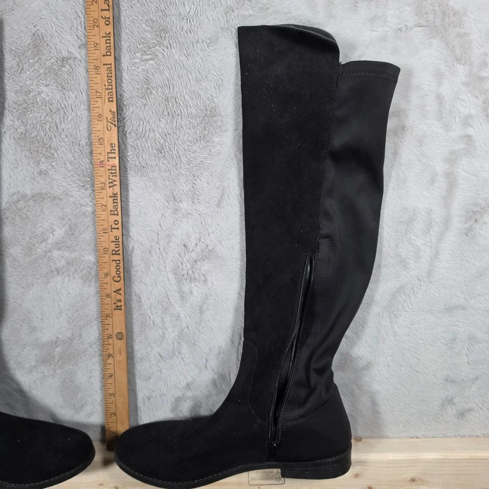 Womens‎ Over The Knee Boots Black Faux Suede Stretch Thigh High Boots Size 11